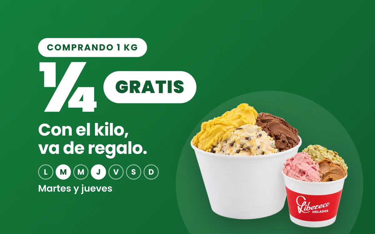 Comprando 1 kg, ¼ gratis