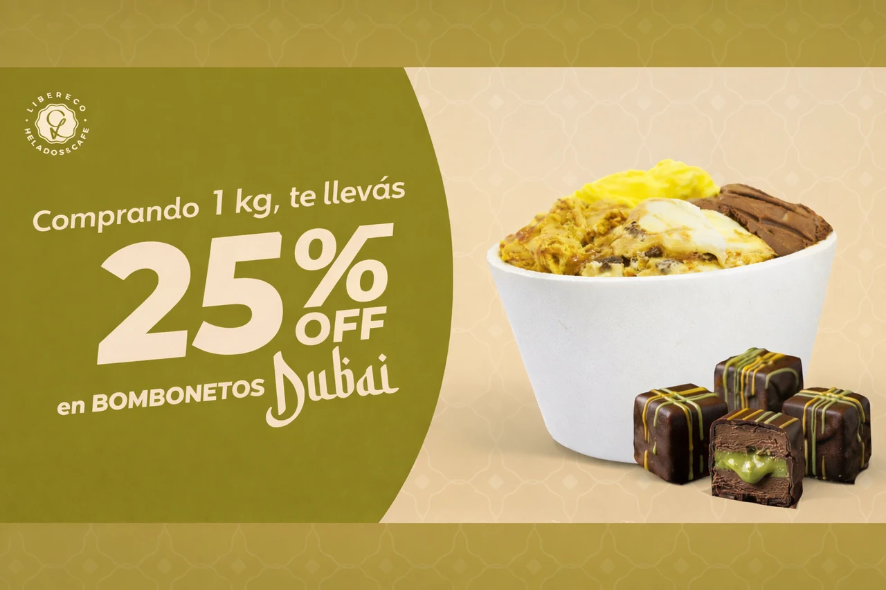 1 Kg de Helado + Bombonetos Dubai con 25% OFF